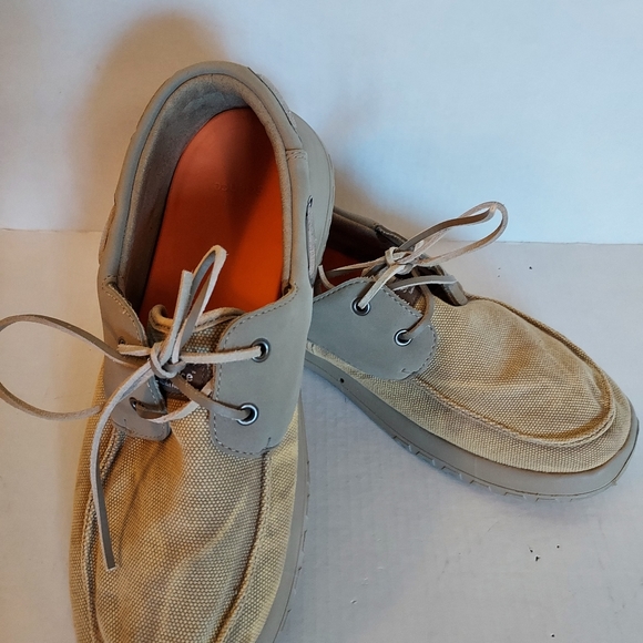SoftScience Canvas Boating Shoes Khaki Tan Sz 12 - Picture 3 of 5